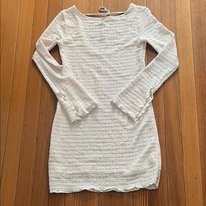 NWT wild Fable cream colored ribbed bell sleeve dress
